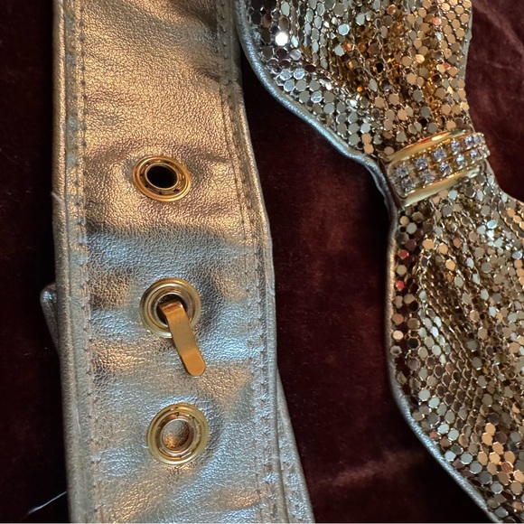 Ultimate Disco Queen Gold “mesh” and rhinestone Bow Belt!Art Deco Glam ! - Picture 5 of 9
